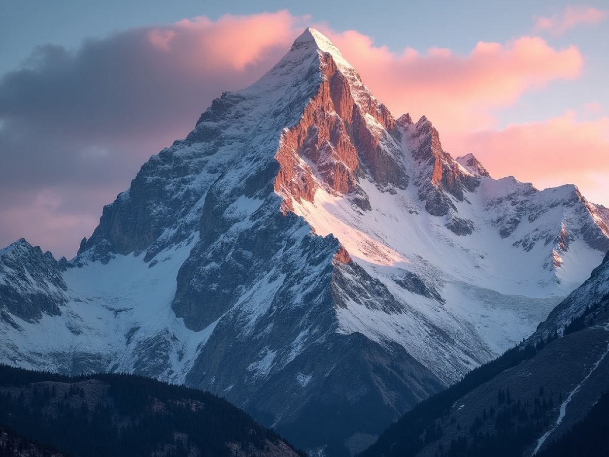 An alpine mountain ridge at dawn, generated by Cyborb
