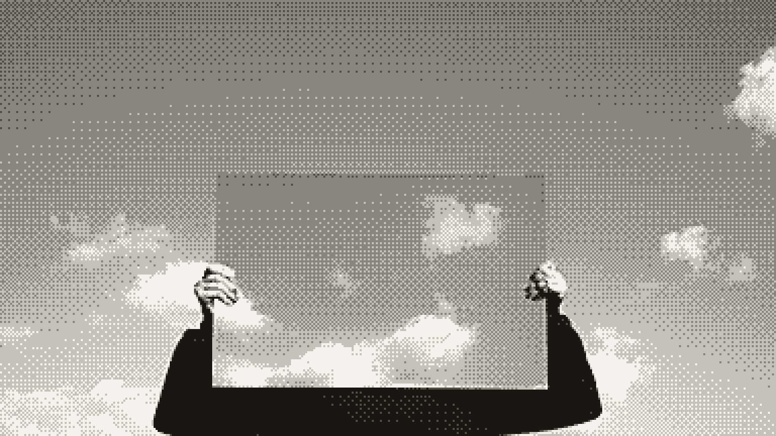 Someone holding up a mirror that reflects the sky and clouds